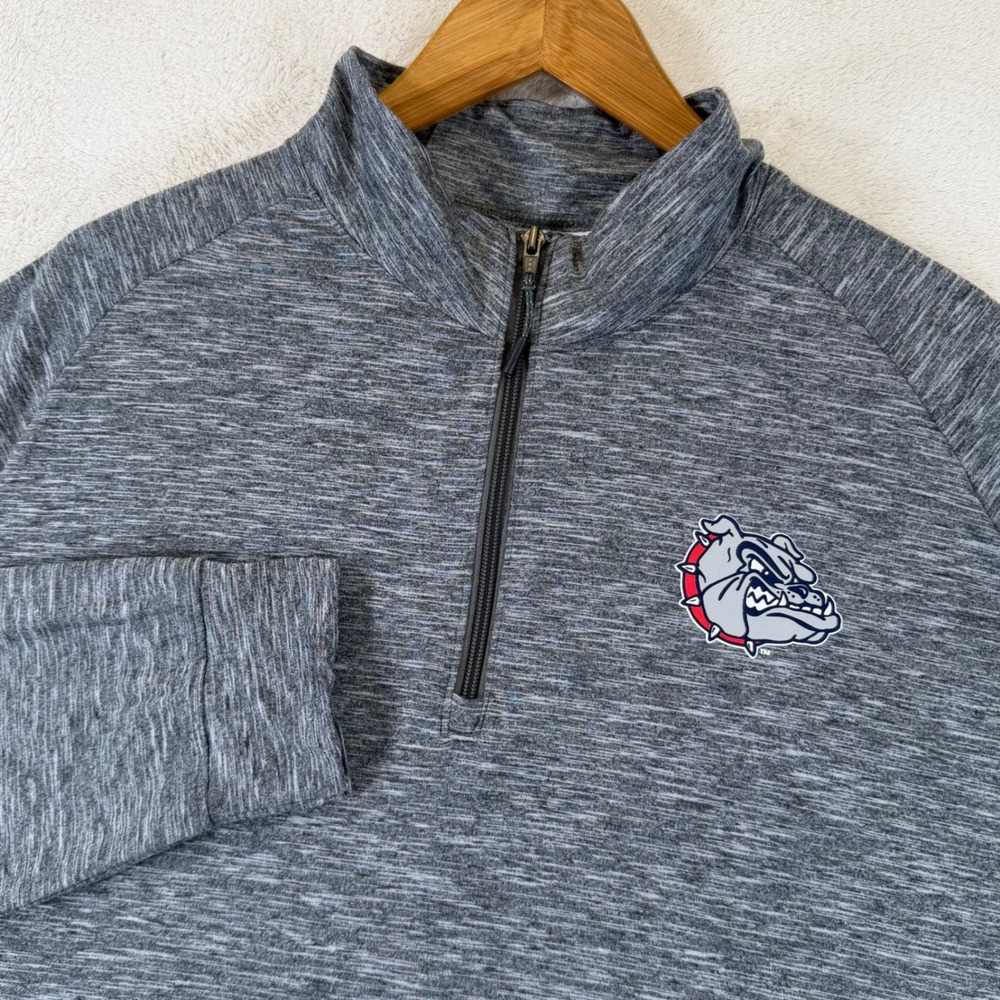 Champion Gonzaga Bulldogs Quarter Zip Pullover Mens XL Grey Space Dye Heather